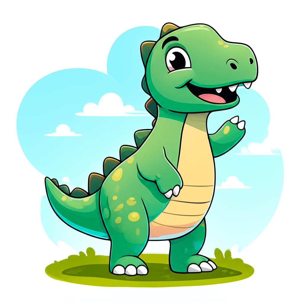 Cute dinosaur waving